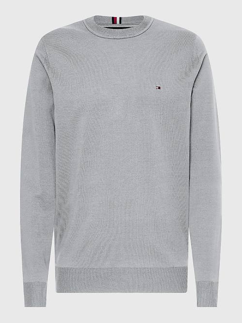 Grey Tommy Hilfiger 1985 Essential TH Flex Sweatshirt Men's Sweaters | TH295GYW