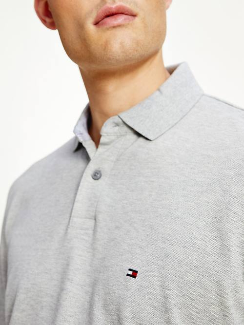 Grey Tommy Hilfiger 1985 TH Flex Regular Fit Long Sleeve Men's Polo Shirts | TH374KAN