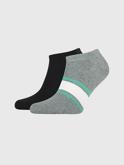 Grey Tommy Hilfiger 2-Pack Multicolour Melange Trainer Men\'s Socks | TH246EYU