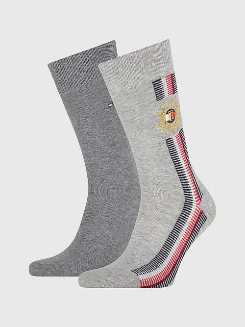 Grey Tommy Hilfiger 2-Pack Signature Detail Men\'s Socks | TH824ZCW