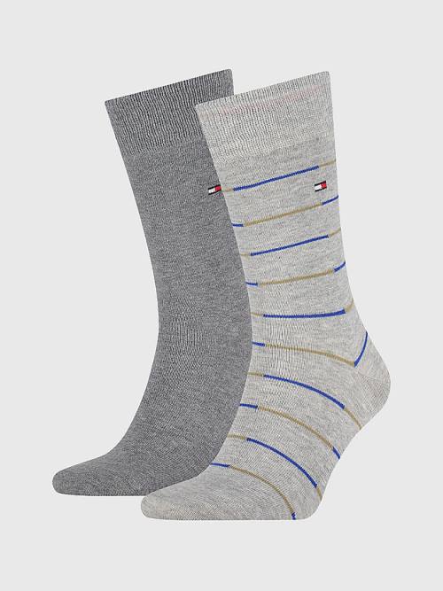 Grey Tommy Hilfiger 2-Pack Stripe Men\'s Socks | TH628JKI