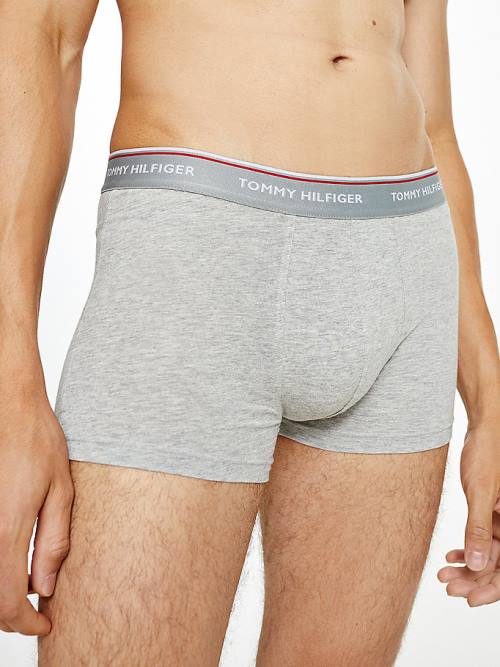 Grey Tommy Hilfiger 3-Pack Premium Logo Waistband Trunks Men's Underwear | TH023PJD