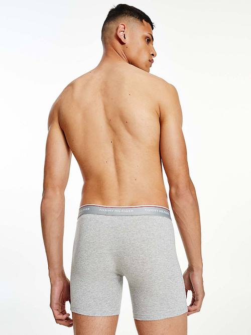 Grey Tommy Hilfiger 3-Pack Stretch Cotton Boxer Shorts Men's Underwear | TH109SRK