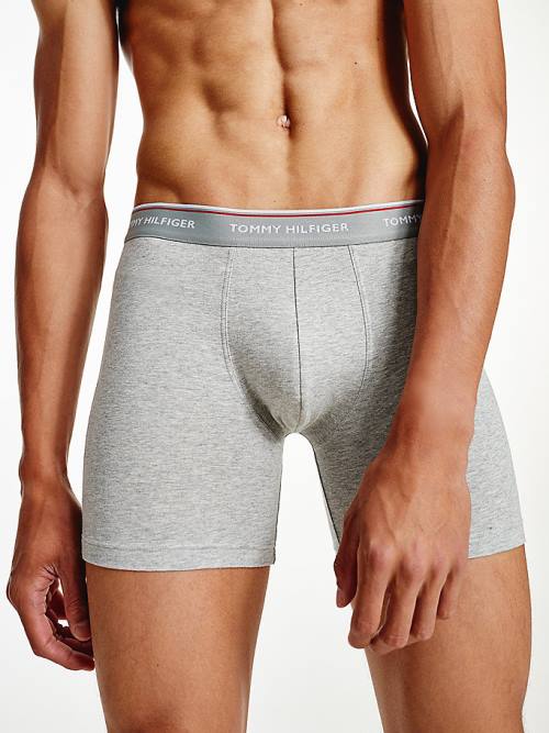 Grey Tommy Hilfiger 3-Pack Stretch Cotton Boxer Shorts Men's Underwear | TH109SRK