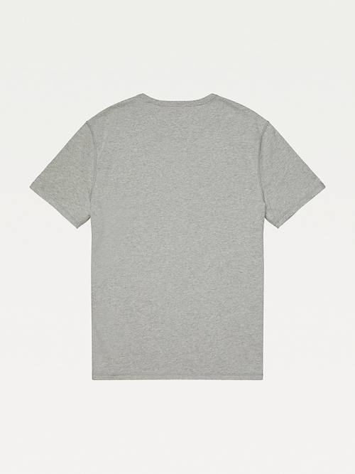 Grey Tommy Hilfiger Adaptive Flag Cotton Sensory Friendly Men's T Shirts | TH580NXZ