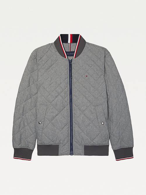 Grey Tommy Hilfiger Adaptive Quilted Bomber Men's Jackets | TH425WYV