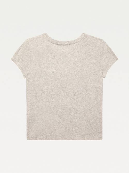 Grey Tommy Hilfiger Adaptive Slogan Girls' T Shirts | TH190REH