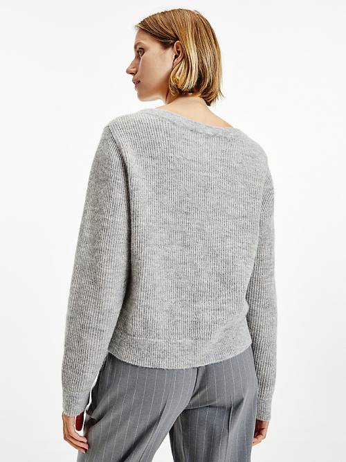 Grey Tommy Hilfiger Alpaca Wool Wide Neck Relaxed Jumper Women's Sweaters | TH849QRY