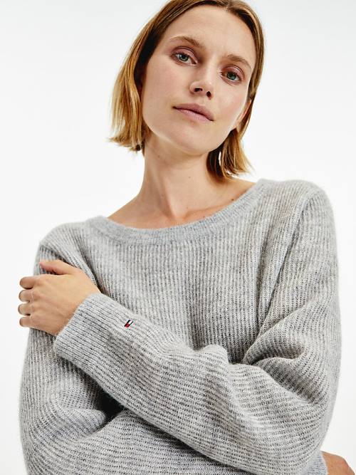 Grey Tommy Hilfiger Alpaca Wool Wide Neck Relaxed Jumper Women's Sweaters | TH849QRY