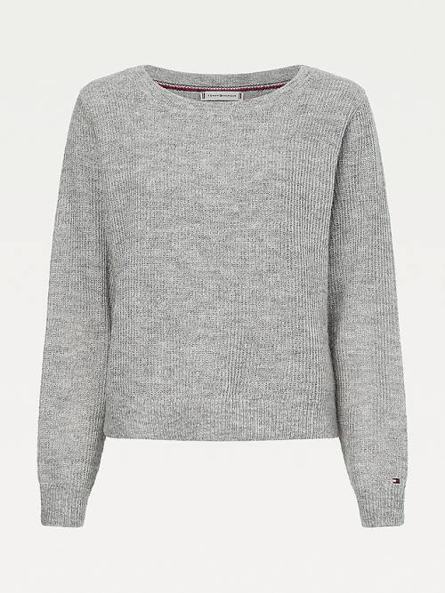 Grey Tommy Hilfiger Alpaca Wool Wide Neck Relaxed Jumper Women's Sweaters | TH849QRY