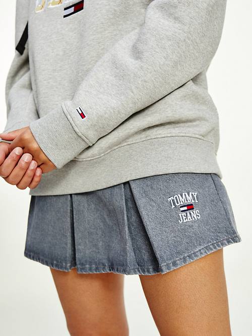 Grey Tommy Hilfiger Argyle Oversized Fit Logo Women's Hoodie | TH165LOG