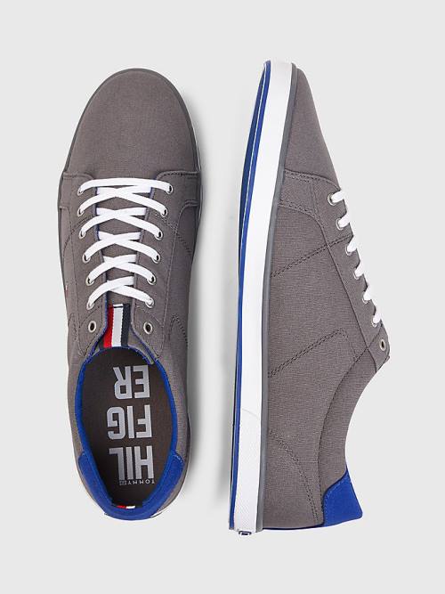 Grey Tommy Hilfiger Canvas Lace Up Men's Sneakers | TH265JEL