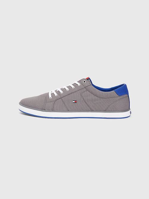 Grey Tommy Hilfiger Canvas Lace Up Men's Sneakers | TH265JEL