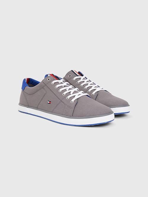 Grey Tommy Hilfiger Canvas Lace Up Men\'s Sneakers | TH265JEL