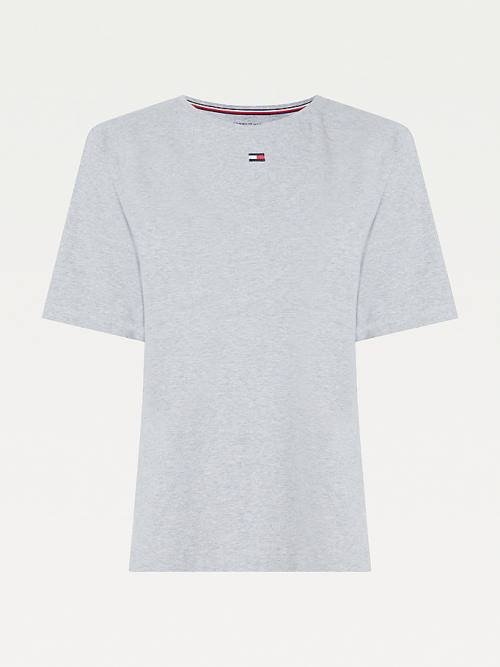 Grey Tommy Hilfiger Colour-Blocked Women's T Shirts | TH351JMW