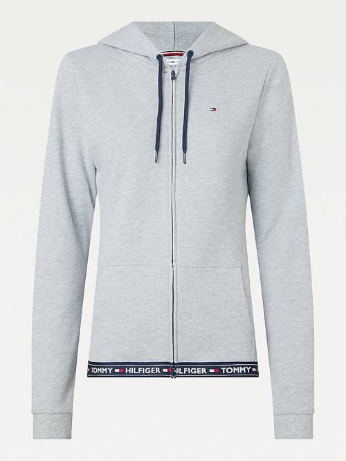 Grey Tommy Hilfiger Cotton Terry Lounge Women's Hoodie | TH395ZUN