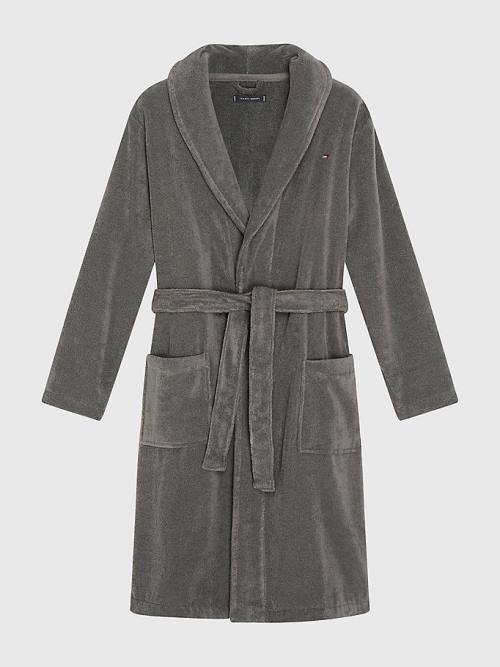 Grey Tommy Hilfiger Cotton Towelling Bathrobe Men's Pyjamas | TH350YQC