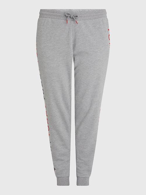 Grey Tommy Hilfiger Curve Logo Embroidery Tapered Joggers Women\'s Pants | TH819AWM