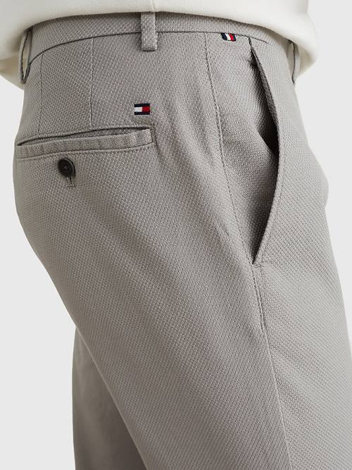 Grey Tommy Hilfiger Denton Basket Weave Straight Fit Chinos Men's Pants | TH908WOZ