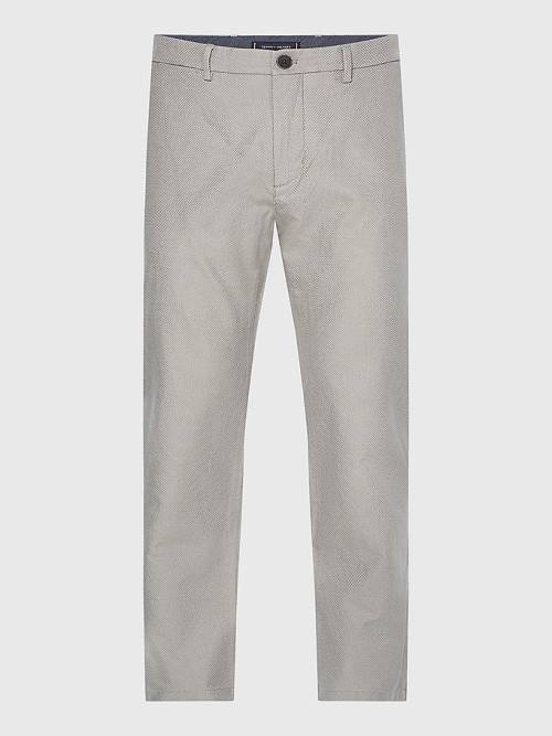 Grey Tommy Hilfiger Denton Basket Weave Straight Fit Chinos Men's Pants | TH908WOZ