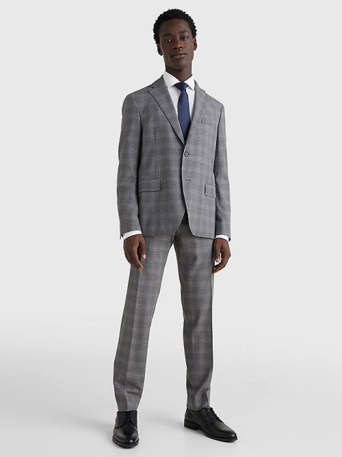 Grey Tommy Hilfiger Dotted Check Men's Blazers | TH029OAU