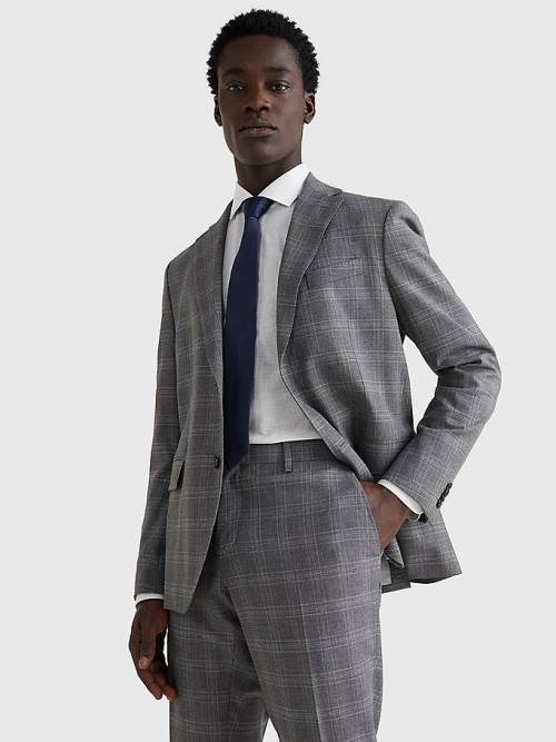 Grey Tommy Hilfiger Dotted Check Men\'s Blazers | TH029OAU