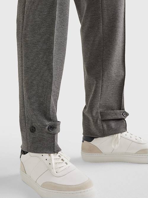 Grey Tommy Hilfiger Elasticated Belt Slim Fit Men's Pants | TH104KAS