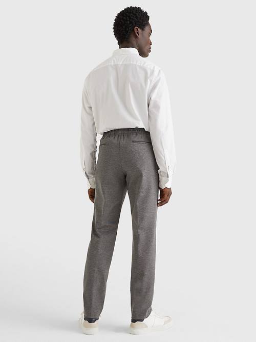 Grey Tommy Hilfiger Elasticated Belt Slim Fit Men's Pants | TH104KAS