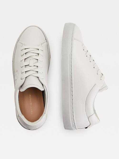 Grey Tommy Hilfiger Elevated Crest Leather Women's Sneakers | TH579FCJ