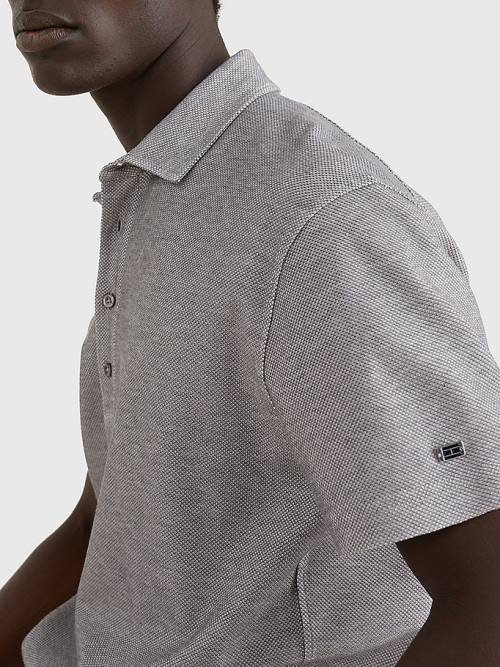 Grey Tommy Hilfiger Elevated Honeycomb Men's Polo Shirts | TH864DZN