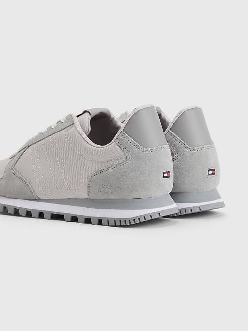 Grey Tommy Hilfiger Elevated Mixed Texture Runner Men's Sneakers | TH903SEO