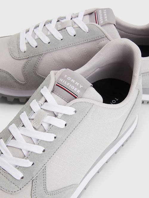 Grey Tommy Hilfiger Elevated Mixed Texture Runner Men's Sneakers | TH903SEO