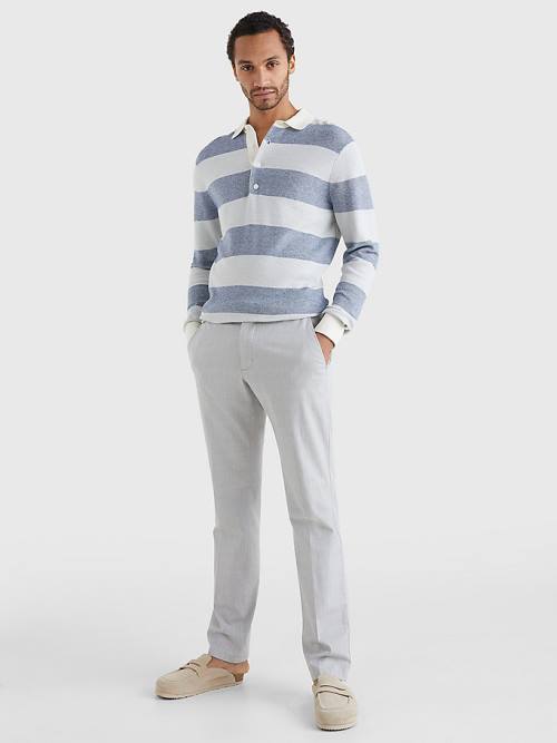 Grey Tommy Hilfiger Elevated Stripe Rugby Shirt Men's Sweaters | TH578LCM