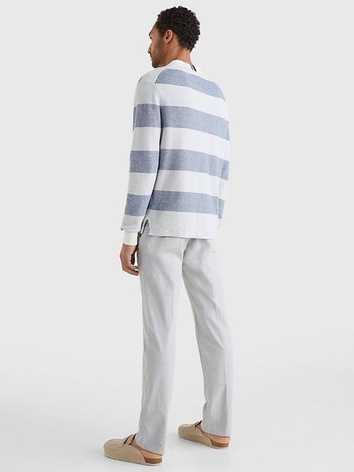 Grey Tommy Hilfiger Elevated Stripe Rugby Shirt Men's Sweaters | TH578LCM