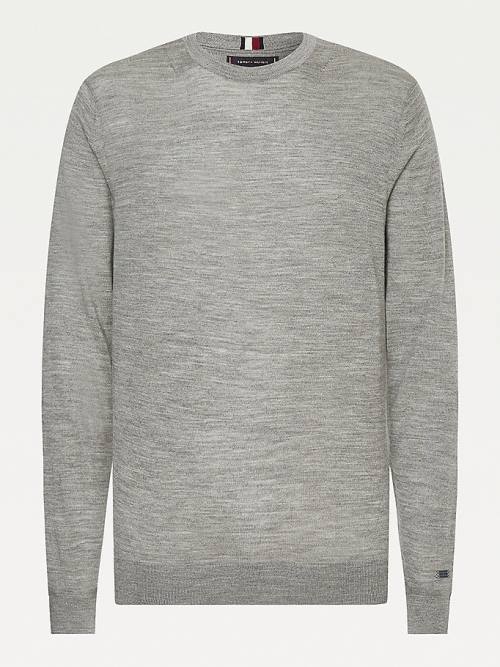 Grey Tommy Hilfiger Elevated Wool Silk Jumper Men's Sweaters | TH635QIZ