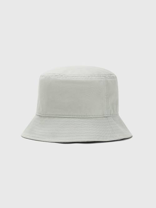 Grey Tommy Hilfiger Embroidery Bucket Men's Hats | TH703LRI