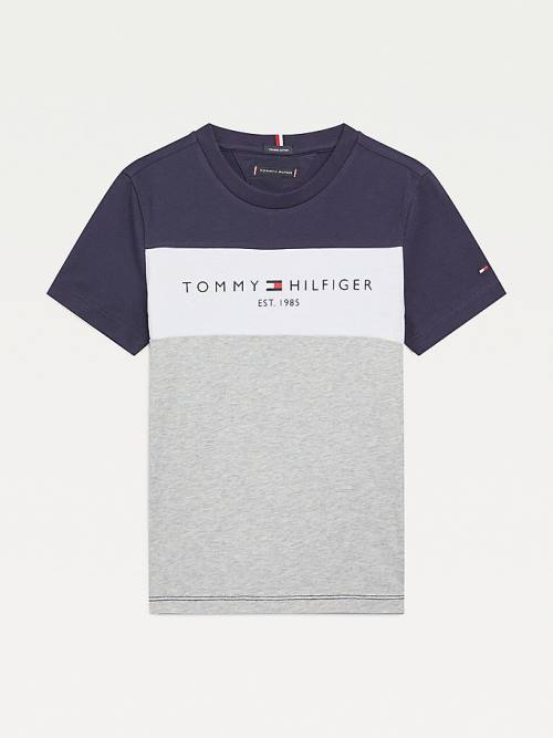 Grey Tommy Hilfiger Essential Colour-Blocked Organic Cotton Boys\' T Shirts | TH240KUC