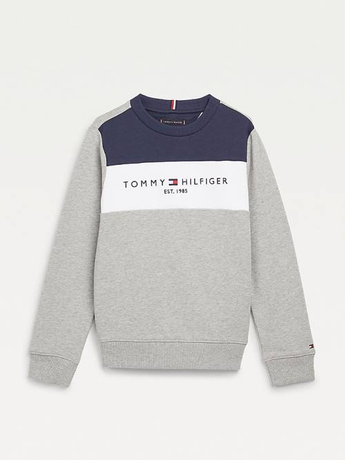 Grey Tommy Hilfiger Essential Colour-Blocked Organic Cotton Boys\' Sweatshirts | TH326AYE