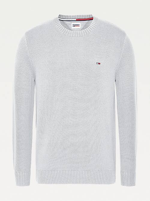 Grey Tommy Hilfiger Essential Crew Neck Jumper Men's Sweaters | TH076HEF