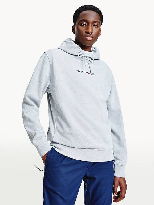 Grey Tommy Hilfiger Essential Logo Men\'s Hoodie | TH167XUL