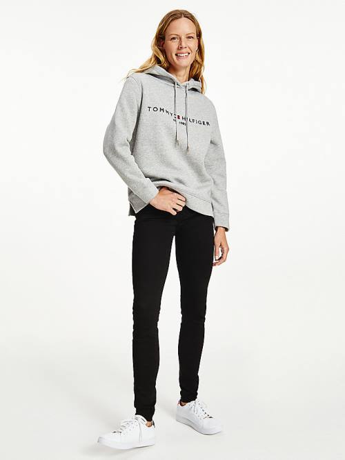 Grey Tommy Hilfiger Essential Logo Women's Hoodie | TH290KXP