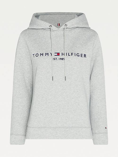 Grey Tommy Hilfiger Essential Logo Women's Hoodie | TH290KXP