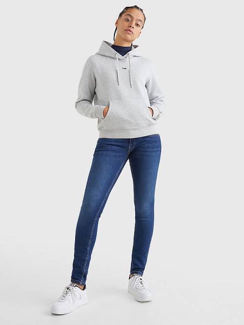 Grey Tommy Hilfiger Essential Logo Women's Hoodie | TH346OYX