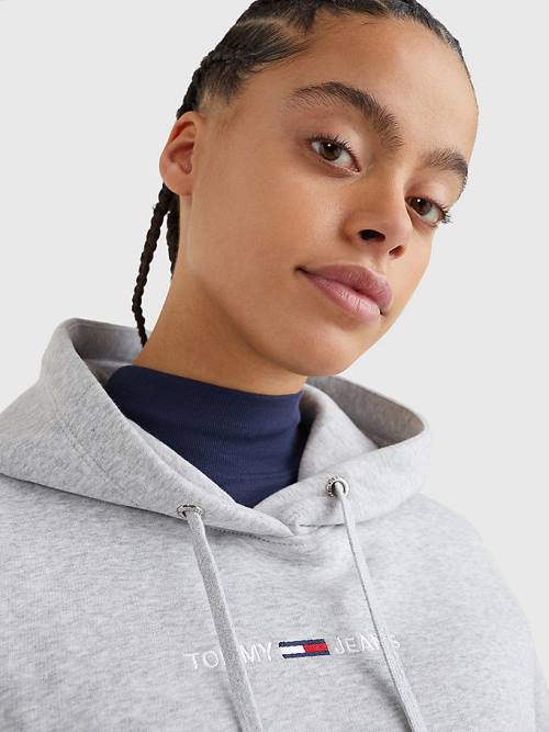 Grey Tommy Hilfiger Essential Logo Women's Hoodie | TH346OYX