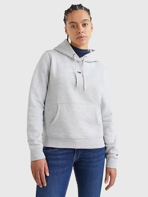 Grey Tommy Hilfiger Essential Logo Women\'s Hoodie | TH346OYX