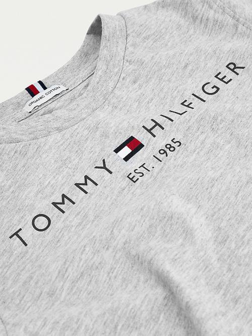 Grey Tommy Hilfiger Essential Organic Cotton Logo Girls' T Shirts | TH619GUF