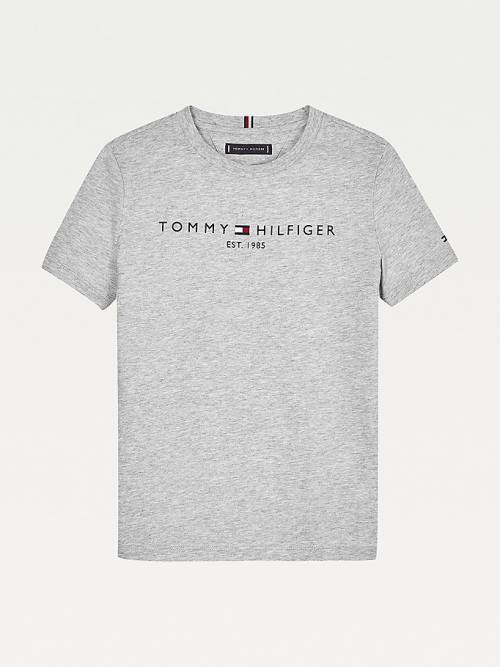 Grey Tommy Hilfiger Essential Organic Cotton Logo Girls\' T Shirts | TH619GUF