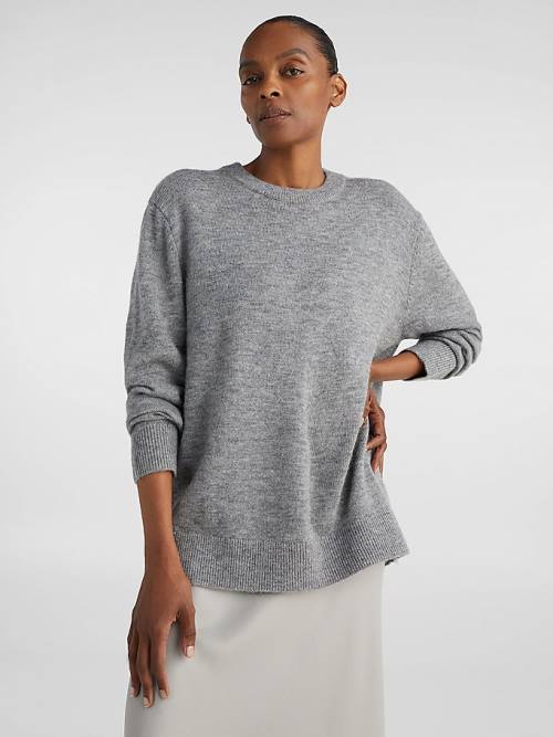 Grey Tommy Hilfiger Exclusive Alpaca Wool Oversized Jumper Women's Sweaters | TH892MZG