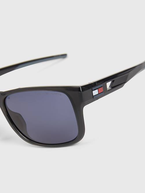 Grey Tommy Hilfiger Flag Detail Rectangular Men's Sunglasses | TH392QUF