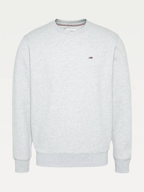 Grey Tommy Hilfiger Flag Patch Fleece Men's Sweatshirts | TH908EYU